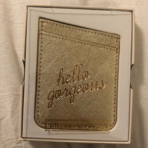 Gold “hello gorgeous” sticker pocket